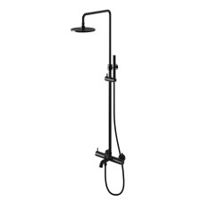 Kohlman Axel Black Zestaw wannowo-prysznicowy ścienny z deszczownicą 20 cm czarny mat - 832003_O1
